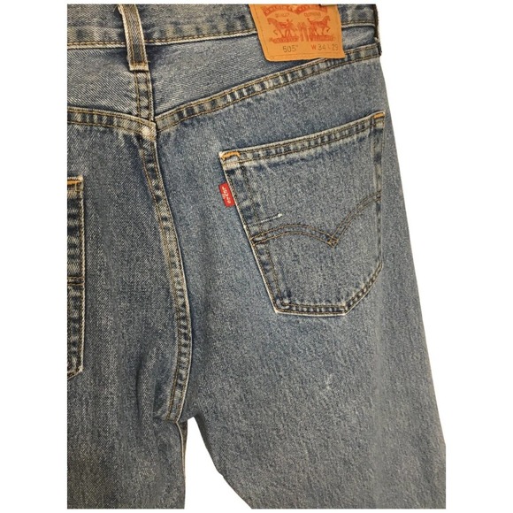 Levis 505 Mens Rigid Denim Straight Jeans Light Wash Blue 34 x 29 - Picture 3 of 8